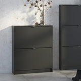 Shoes Matt Black Cabinet 2 Tilting Doors(1or2 Layers) - FURNITURE CURLS