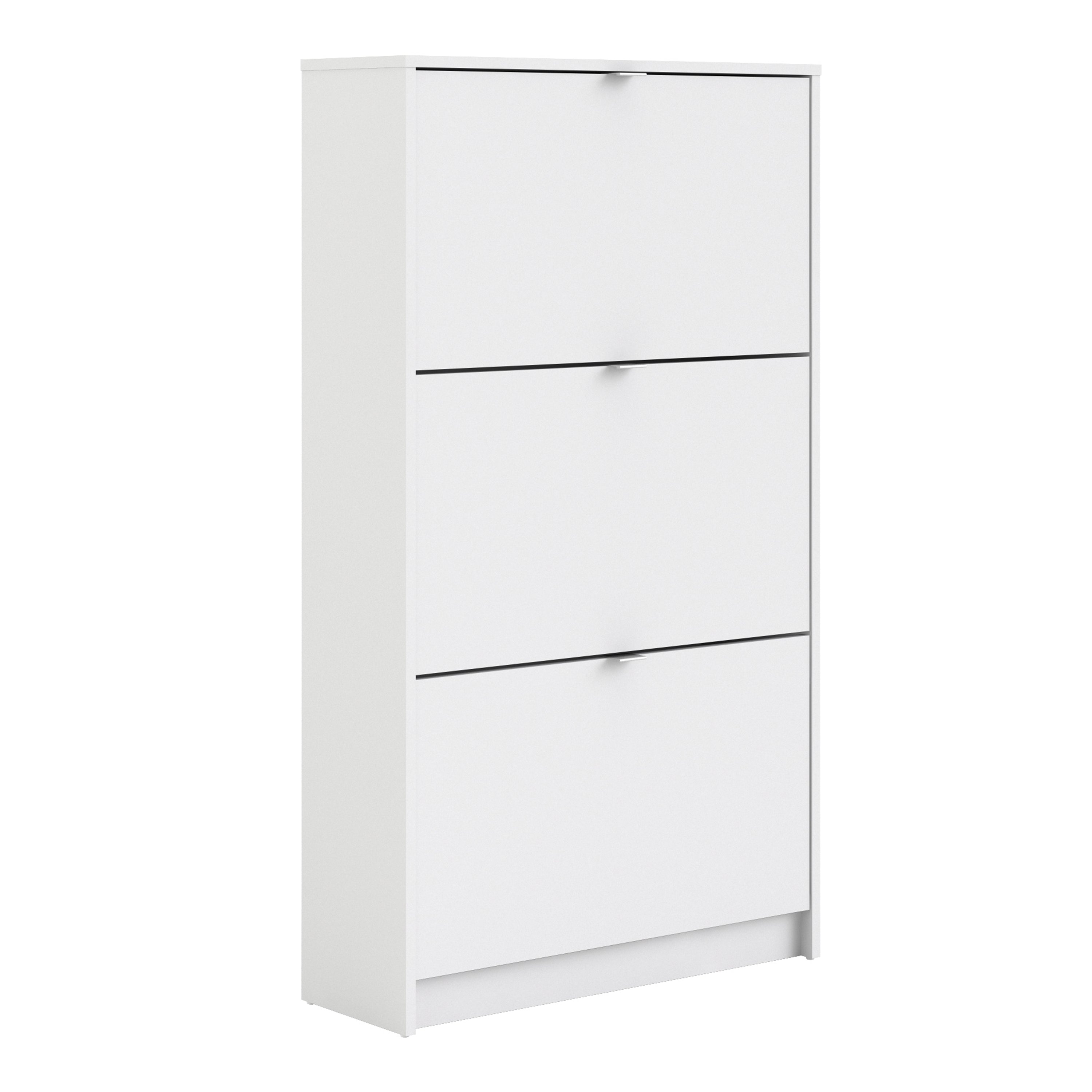Shoes White Cabinet 3 Tilting Doors (1or2 Layers) - FURNITURE CURLS