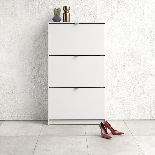 Shoes White Cabinet 3 Tilting Doors (1or2 Layers)