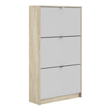 Shoes Oak Cabinet - White 3 Tilting Doors (1or2 Layers) - FURNITURE CURLS
