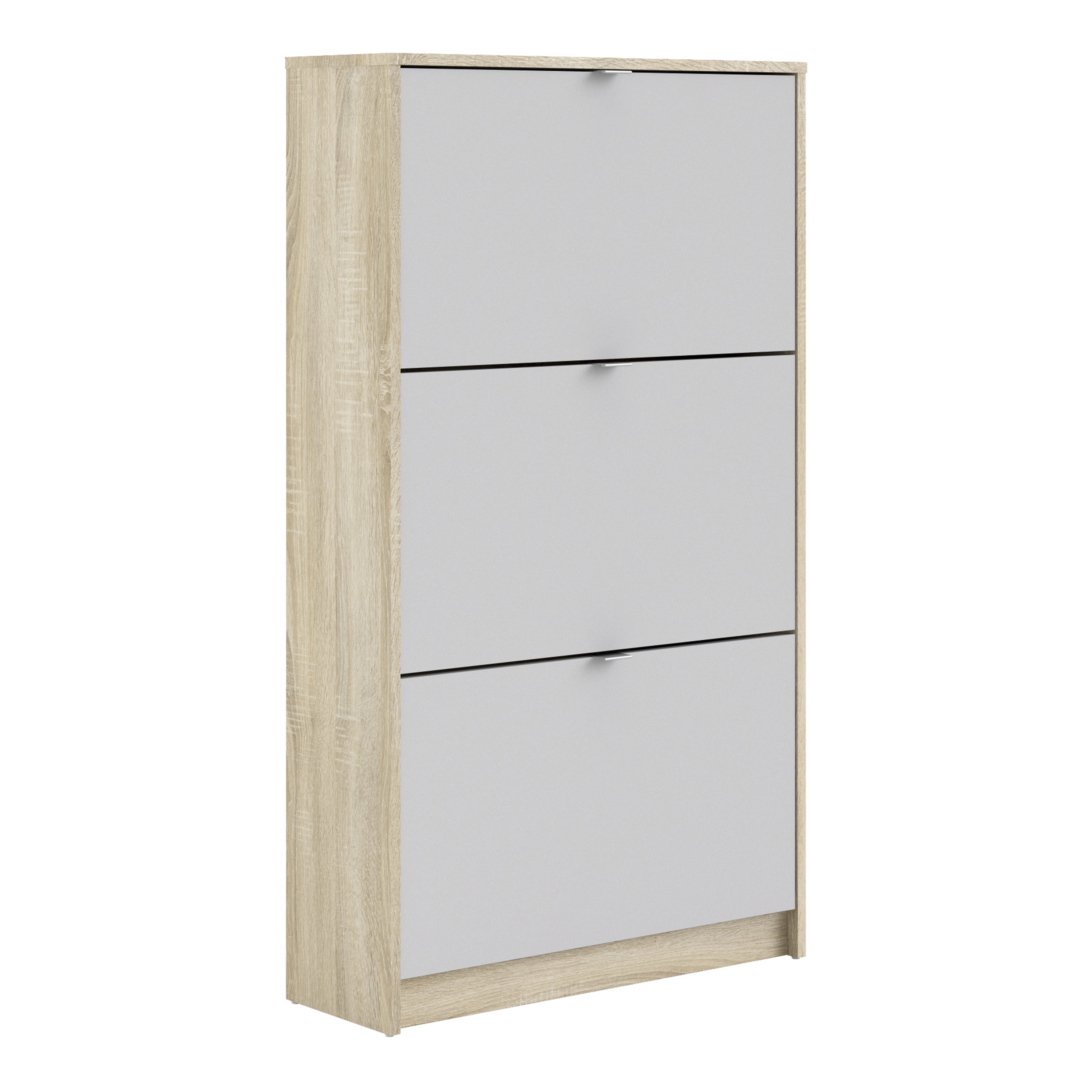 Shoes Oak Cabinet - White 3 Tilting Doors (1or2 Layers) - FURNITURE CURLS