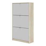 Shoes Oak Cabinet - White 3 Tilting Doors (1or2 Layers) - FURNITURE CURLS