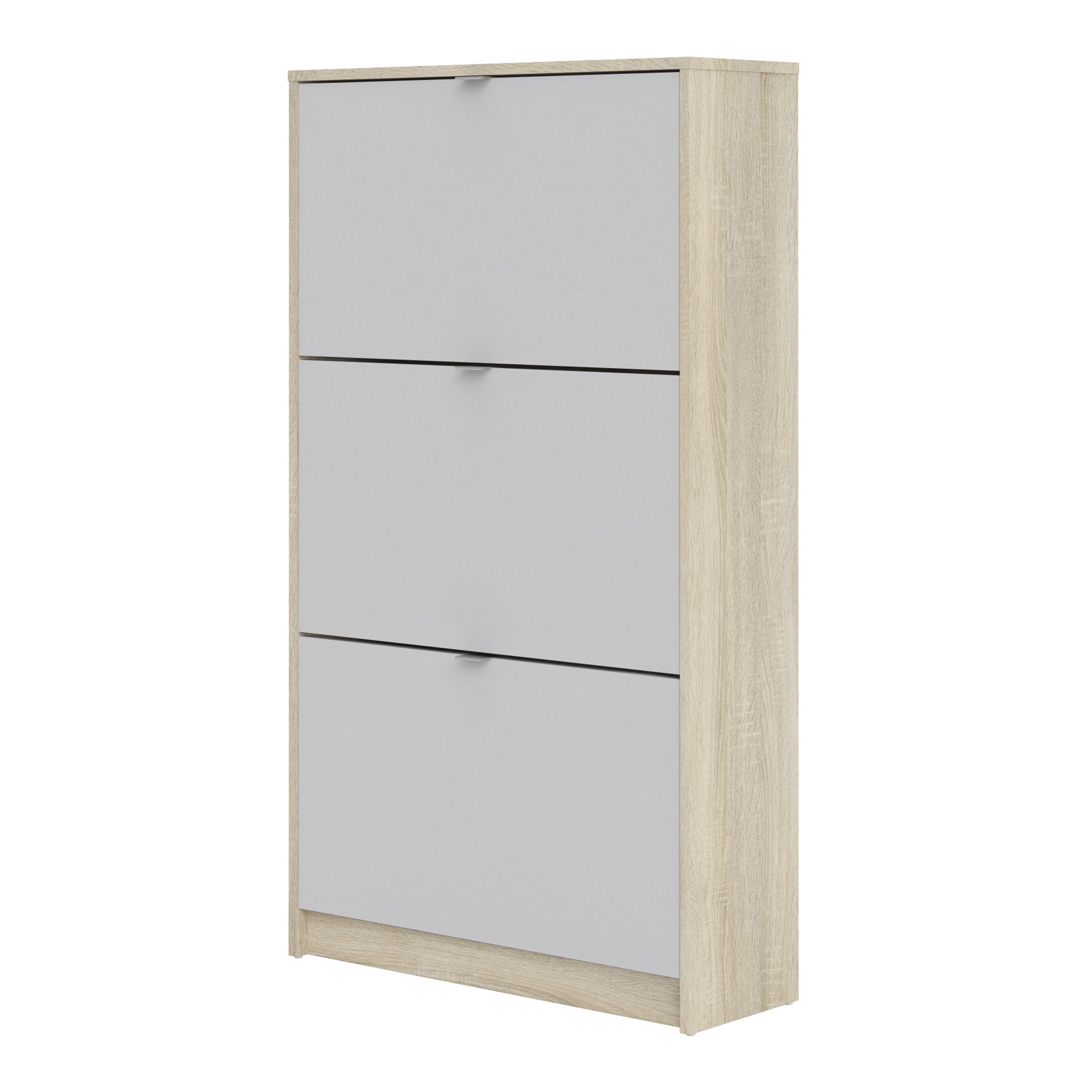Shoes Oak Cabinet - White 3 Tilting Doors (1or2 Layers) - FURNITURE CURLS