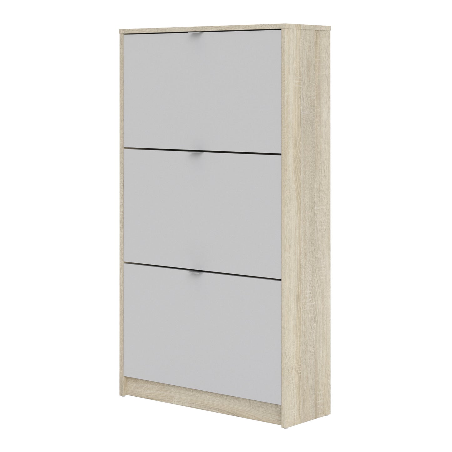 Shoes Oak Cabinet - White 3 Tilting Doors (1or2 Layers) - FURNITURE CURLS