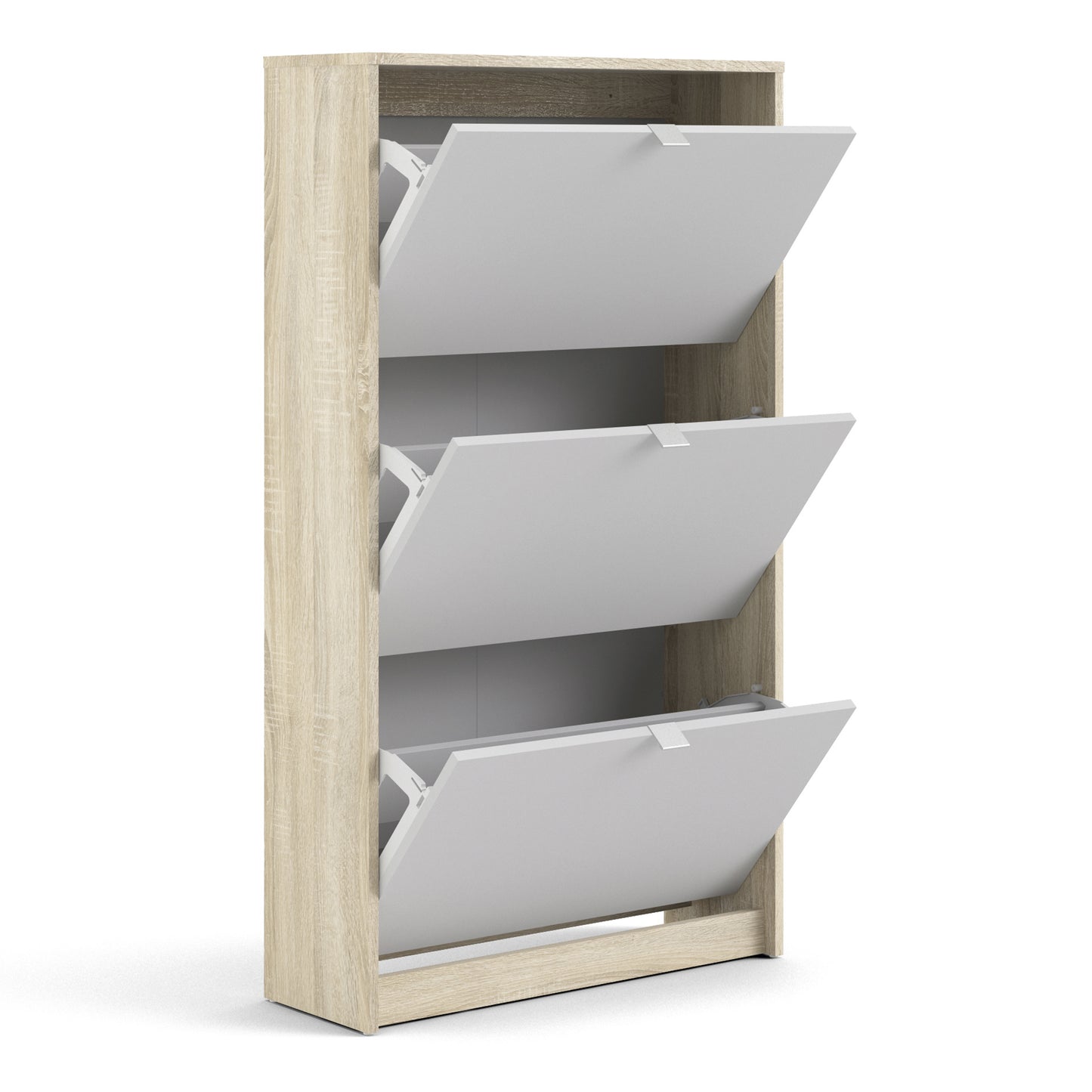 Shoes Oak Cabinet - White 3 Tilting Doors (1or2 Layers) - FURNITURE CURLS