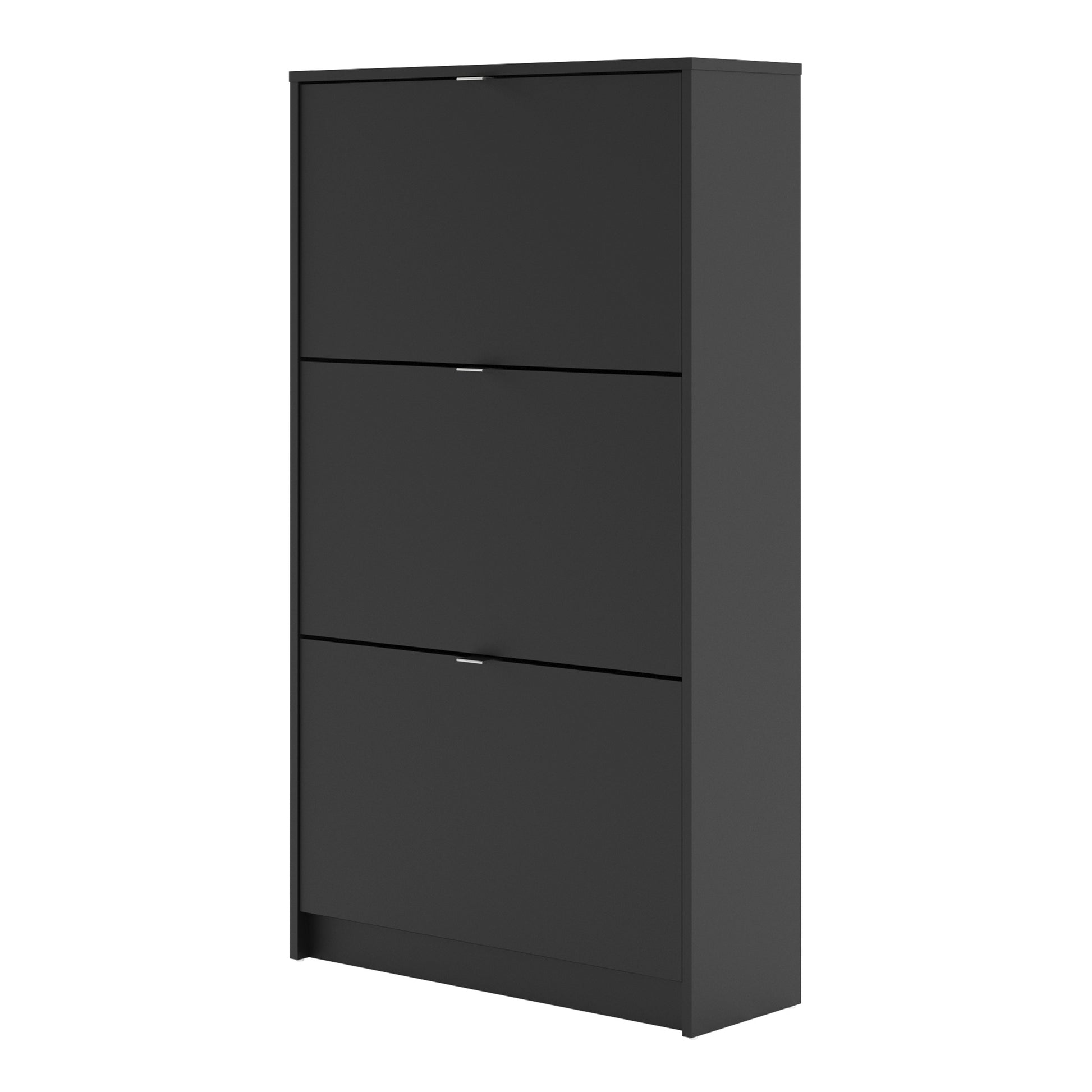 Shoes Matt Black Cabinet 3 Tilting Doors (1or2 Layers) - FURNITURE CURLS