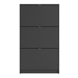 Shoes Matt Black Cabinet 3 Tilting Doors (1or2 Layers) - FURNITURE CURLS