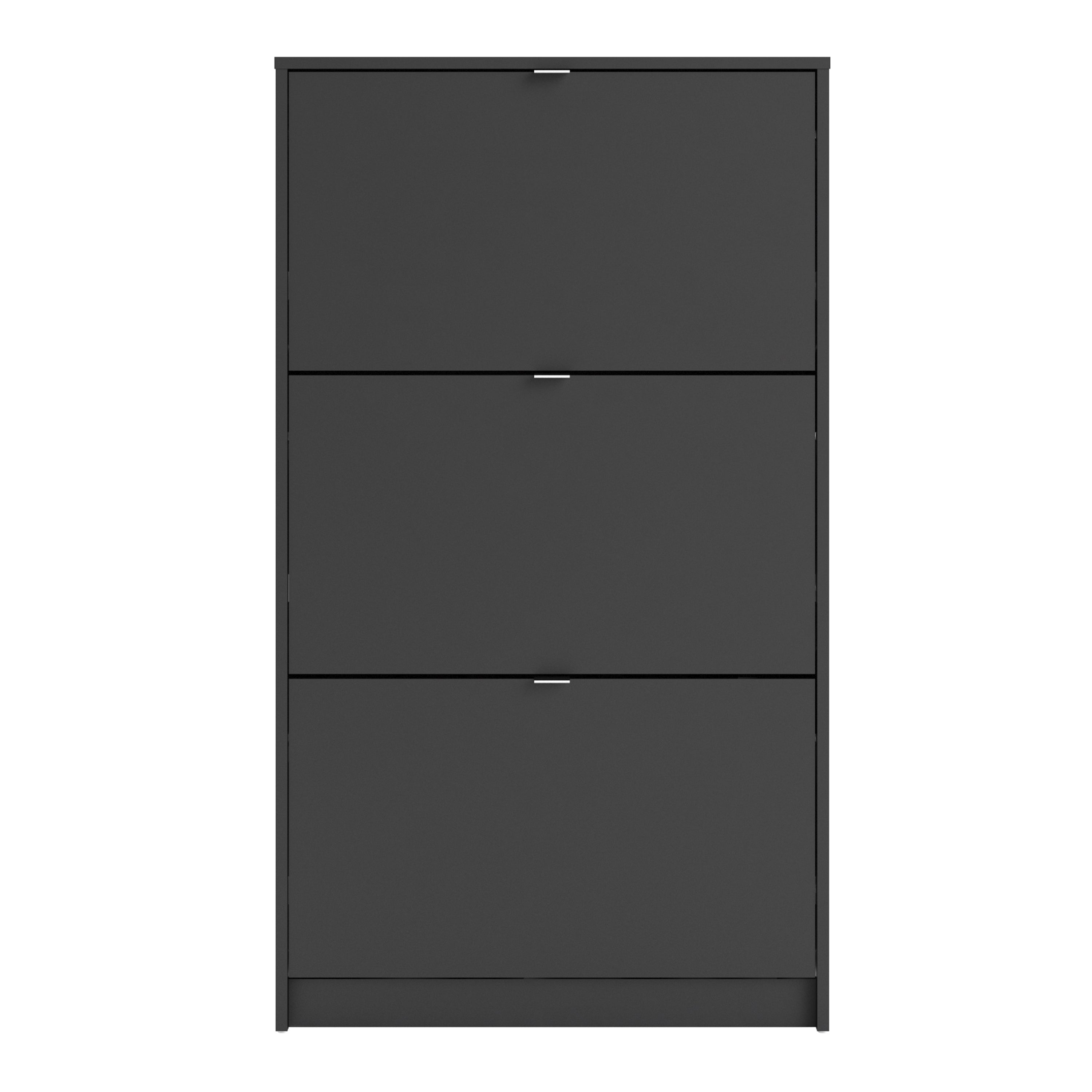 Shoes Matt Black Cabinet 3 Tilting Doors (1or2 Layers) - FURNITURE CURLS