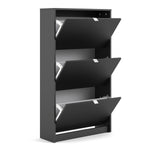Shoes Matt Black Cabinet 3 Tilting Doors (1or2 Layers) - FURNITURE CURLS