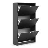 Shoes Matt Black Cabinet 3 Tilting Doors (1or2 Layers) - FURNITURE CURLS