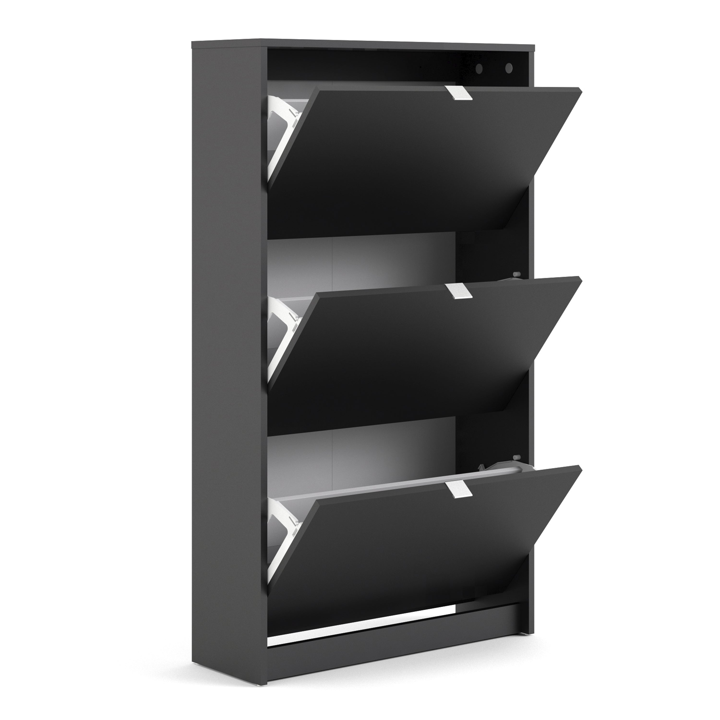 Shoes Matt Black Cabinet 3 Tilting Doors (1or2 Layers) - FURNITURE CURLS