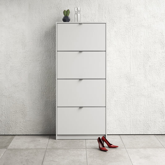 Shoes White Cabinet 4 Tilting Doors (1or2 Layers)
