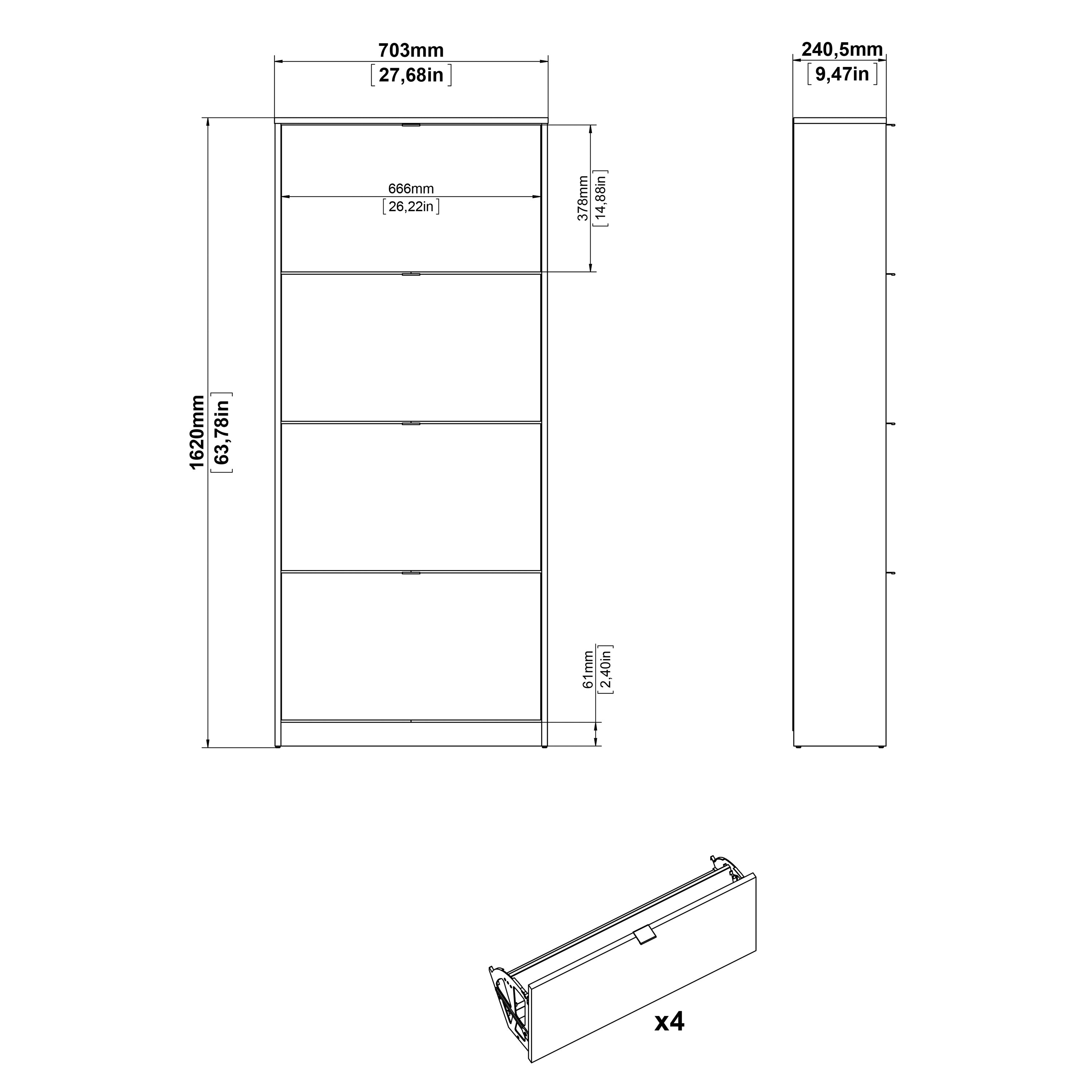 Shoes White Cabinet 4 Tilting Doors (1or2 Layers) - FURNITURE CURLS