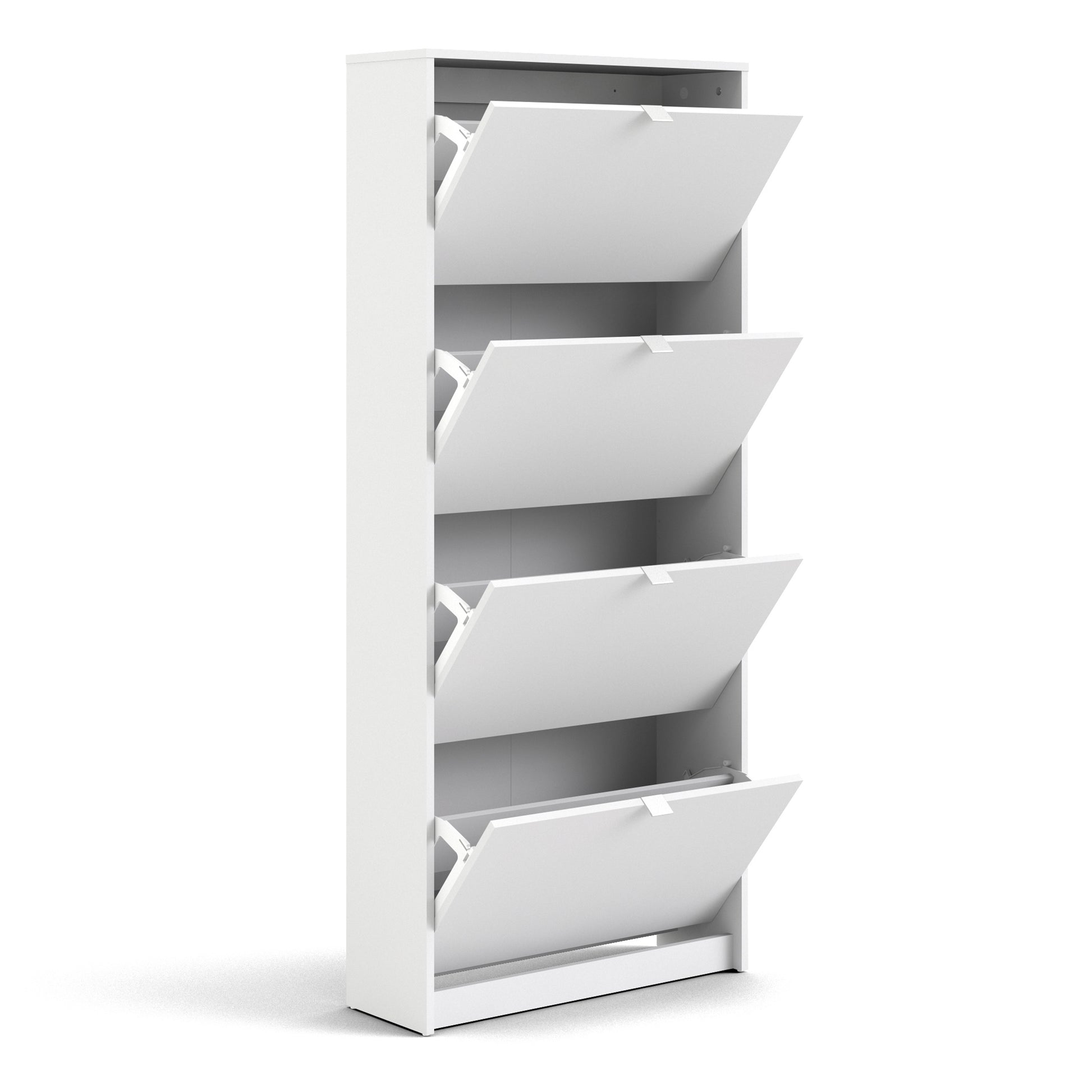 Shoes White Cabinet 4 Tilting Doors (1or2 Layers) - FURNITURE CURLS