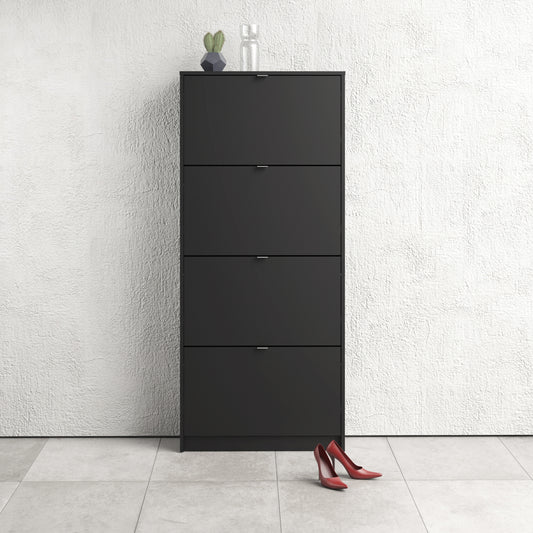 Shoes Matt Black Cabinet 4 Tilting Doors (1or2 Layers) - FURNITURE CURLS