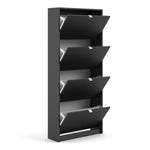 Shoes Matt Black Cabinet 4 Tilting Doors (1or2 Layers) - FURNITURE CURLS