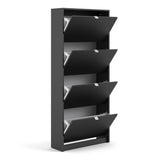 Shoes Matt Black Cabinet 4 Tilting Doors (1or2 Layers) - FURNITURE CURLS