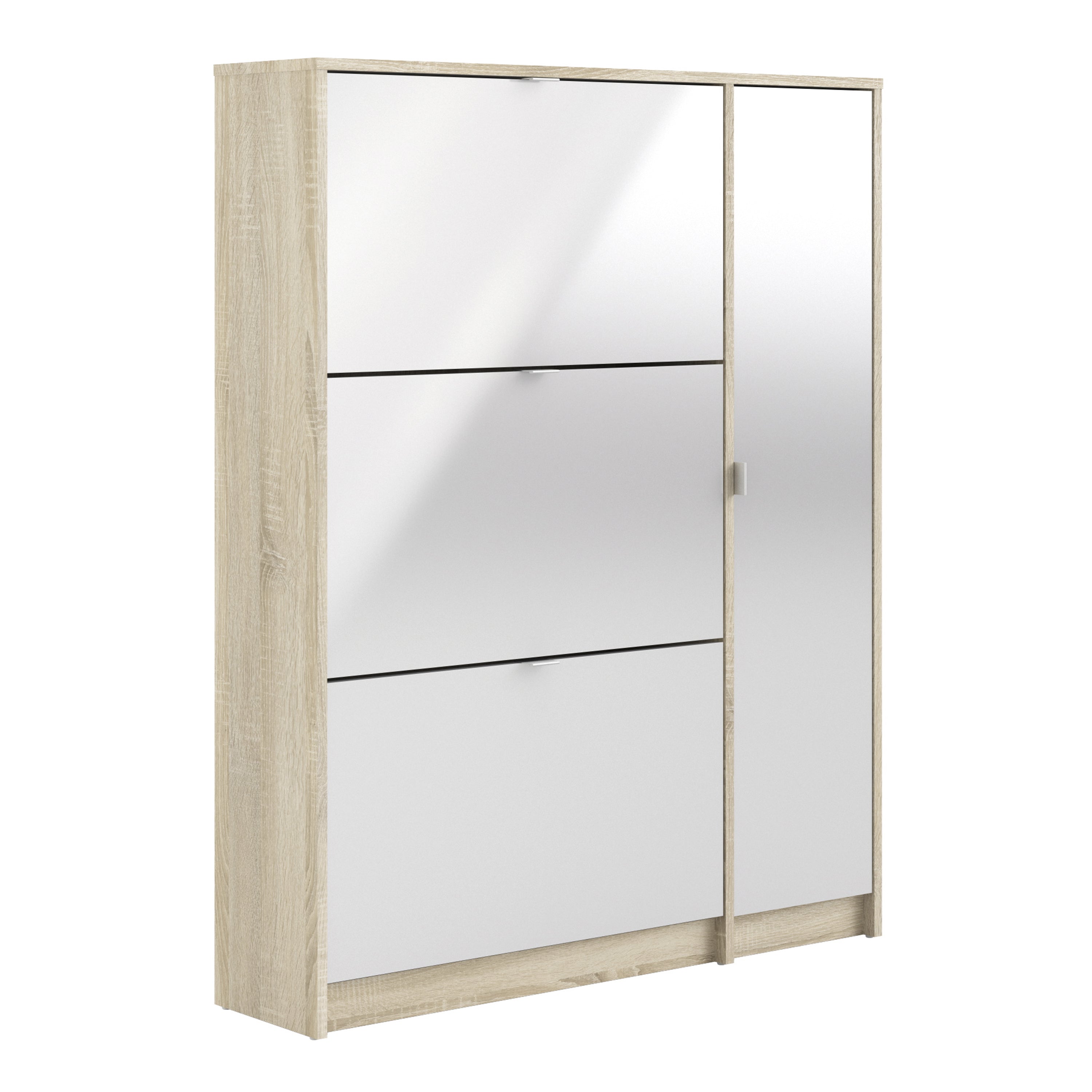 Shoes Oak Cabinet With Gloss White 3 Or 4 Tilting Doors(2layers) +1Door Or 1 Mirror Door - FURNITURE CURLS