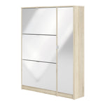 Shoes Oak Cabinet With Gloss White 3 Or 4 Tilting Doors(2layers) +1Door Or 1 Mirror Door - FURNITURE CURLS