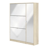 Shoes Oak Cabinet With Gloss White 3 Or 4 Tilting Doors(2layers) +1Door Or 1 Mirror Door - FURNITURE CURLS