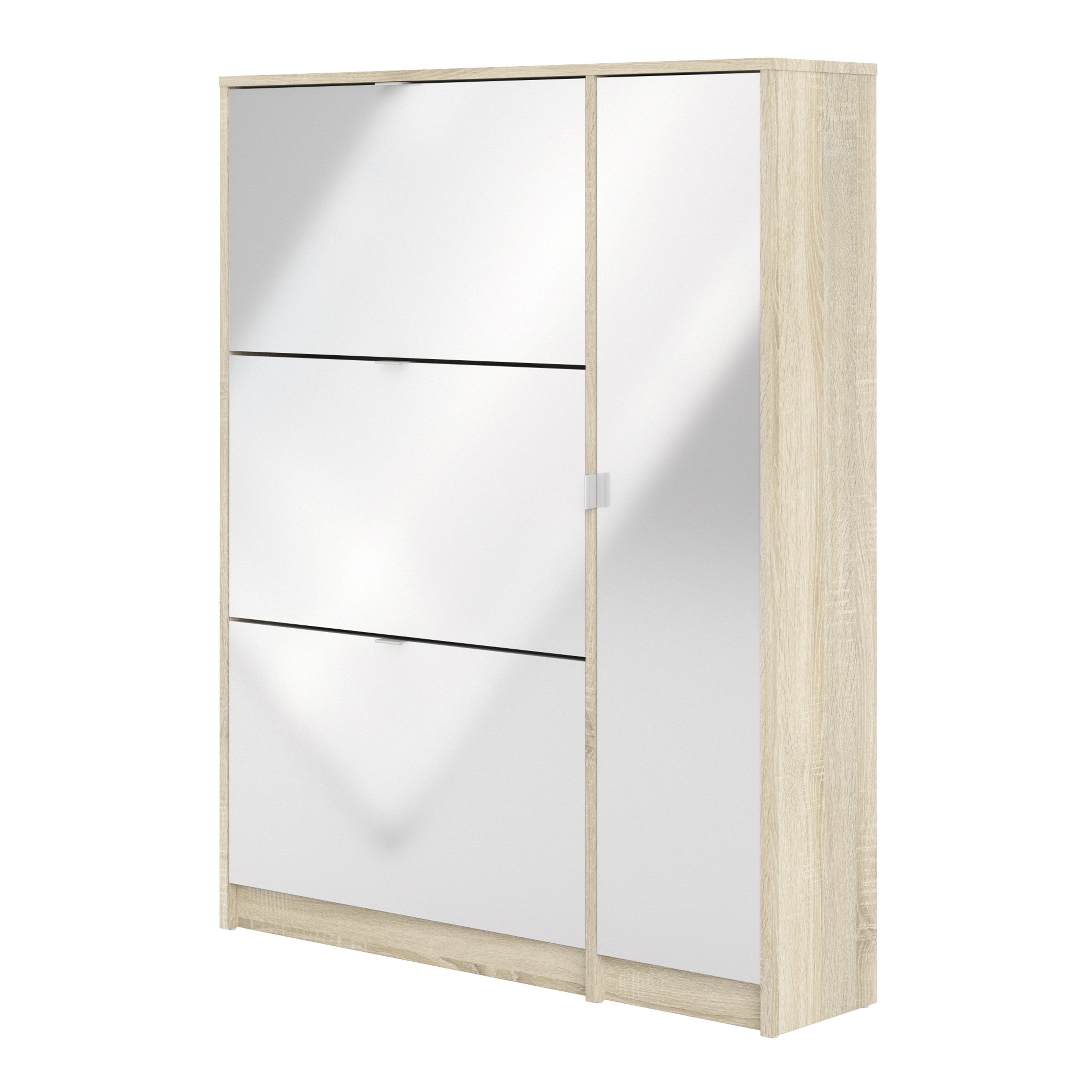 Shoes Oak Cabinet With Gloss White 3 Or 4 Tilting Doors(2layers) +1Door Or 1 Mirror Door - FURNITURE CURLS