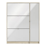 Shoes Oak Cabinet With Gloss White 3 Or 4 Tilting Doors(2layers) +1Door Or 1 Mirror Door - FURNITURE CURLS