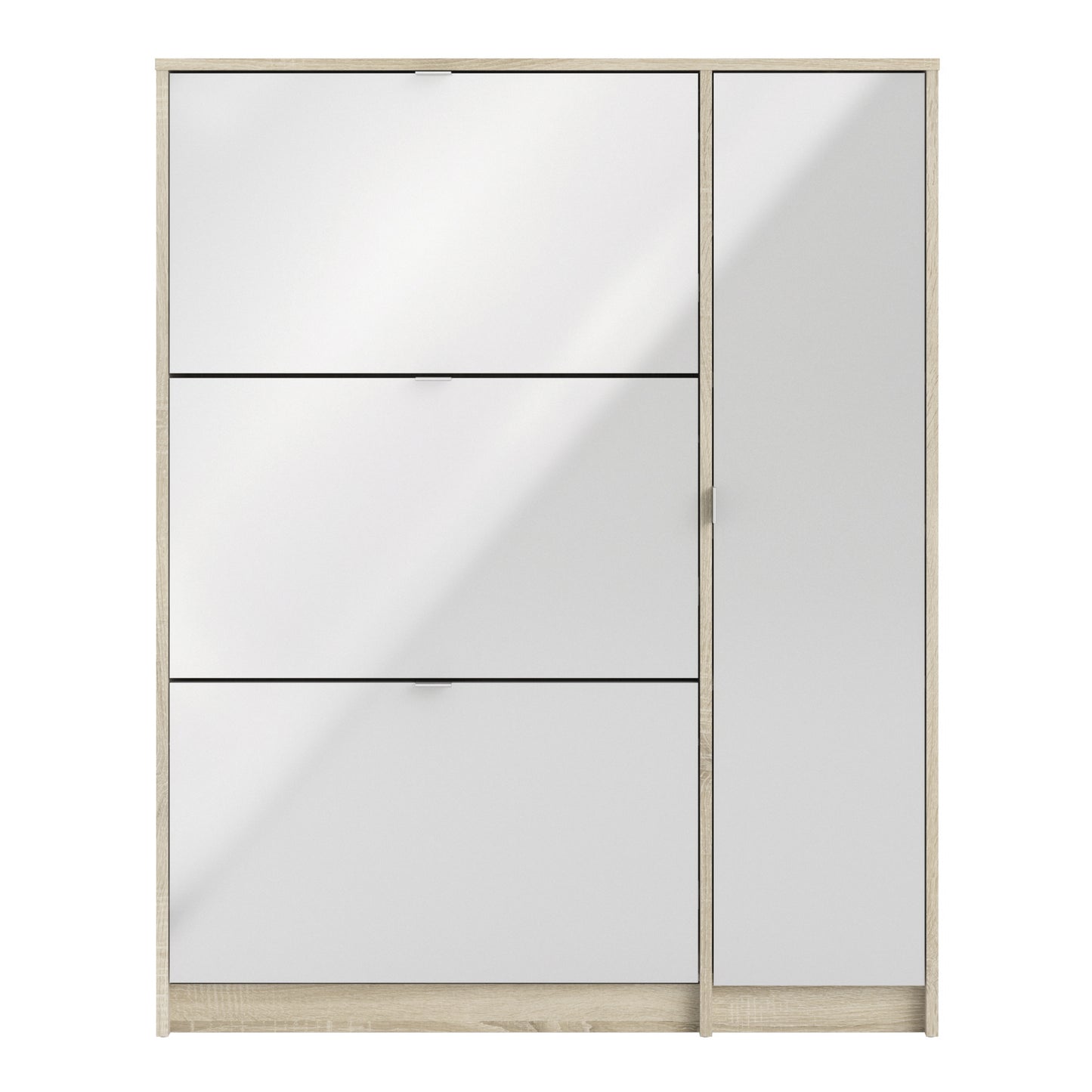 Shoes Oak Cabinet With Gloss White 3 Or 4 Tilting Doors(2layers) +1Door Or 1 Mirror Door - FURNITURE CURLS