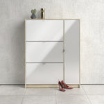 Shoes Oak Cabinet With Gloss White 3 Or 4 Tilting Doors(2layers) +1Door Or 1 Mirror Door - FURNITURE CURLS