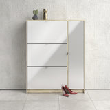 Shoes Oak Cabinet With Gloss White 3 Or 4 Tilting Doors(2layers) +1Door Or 1 Mirror Door - FURNITURE CURLS