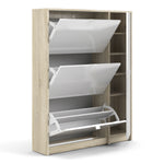 Shoes Oak Cabinet With Gloss White 3 Or 4 Tilting Doors(2layers) +1Door Or 1 Mirror Door - FURNITURE CURLS