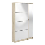 Shoes Oak Cabinet With Gloss White 3 Or 4 Tilting Doors(2layers) +1Door Or 1 Mirror Door - FURNITURE CURLS