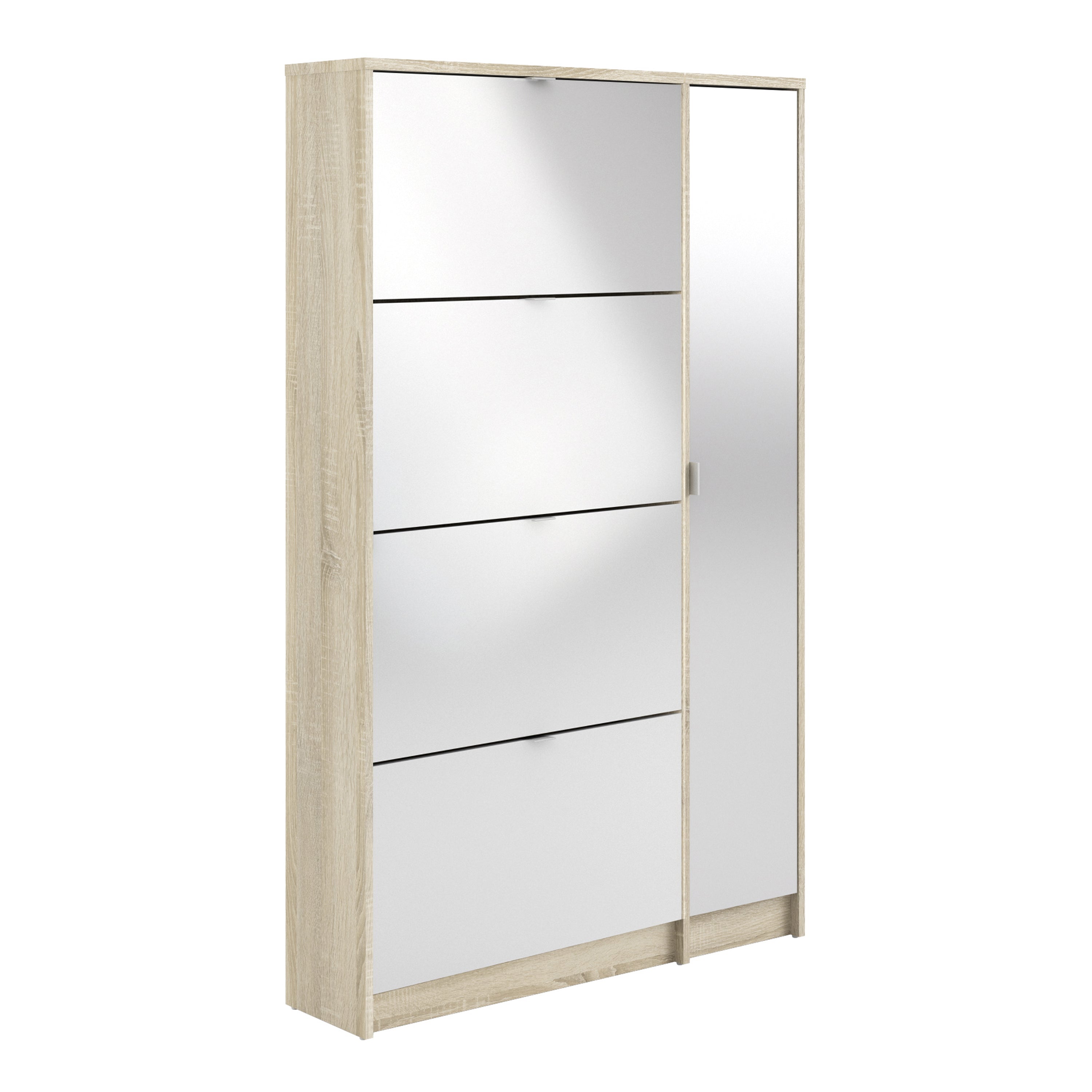 Shoes Oak Cabinet With Gloss White 3 Or 4 Tilting Doors(2layers) +1Door Or 1 Mirror Door - FURNITURE CURLS