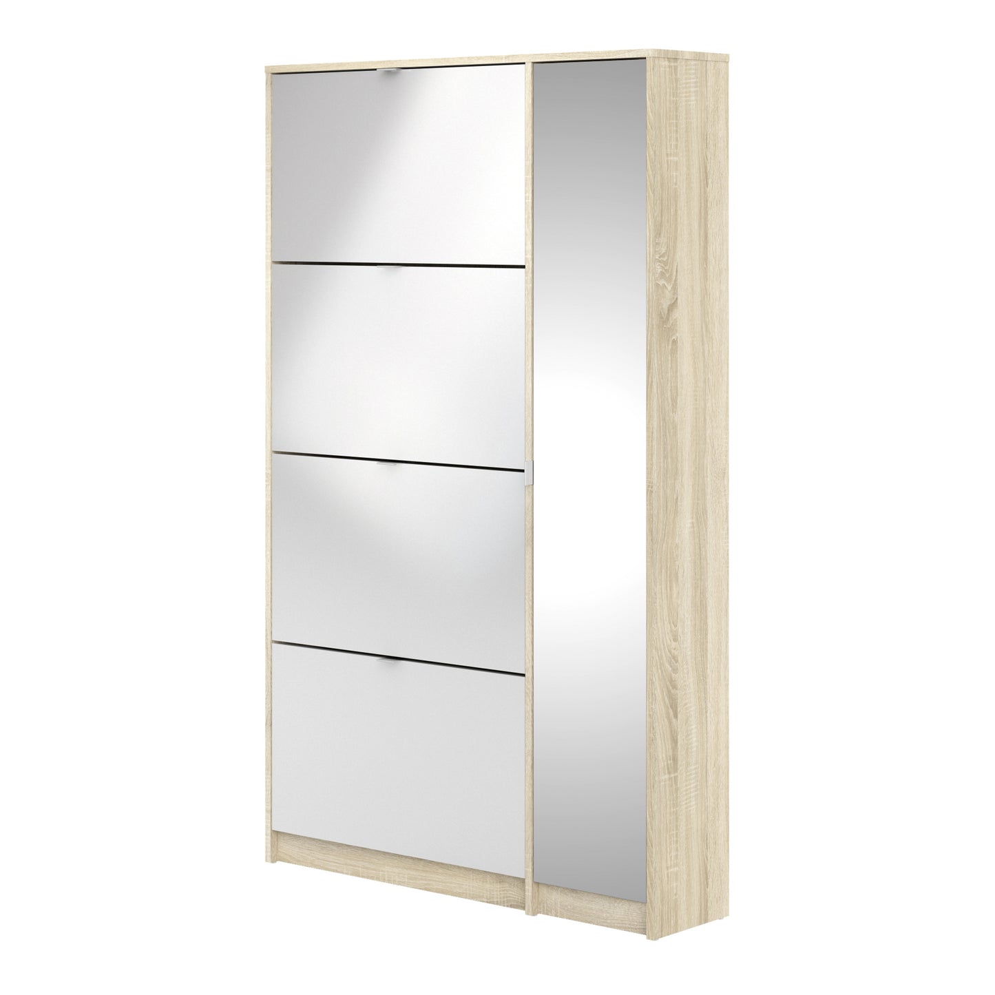 Shoes Oak Cabinet With Gloss White 3 Or 4 Tilting Doors(2layers) +1Door Or 1 Mirror Door - FURNITURE CURLS
