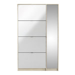 Shoes Oak Cabinet With Gloss White 3 Or 4 Tilting Doors(2layers) +1Door Or 1 Mirror Door - FURNITURE CURLS