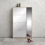 Shoes Oak Cabinet With Gloss White 3 Or 4 Tilting Doors(2layers) +1Door Or 1 Mirror Door - FURNITURE CURLS