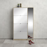 Shoes Oak Cabinet With Gloss White 3 Or 4 Tilting Doors(2layers) +1Door Or 1 Mirror Door - FURNITURE CURLS