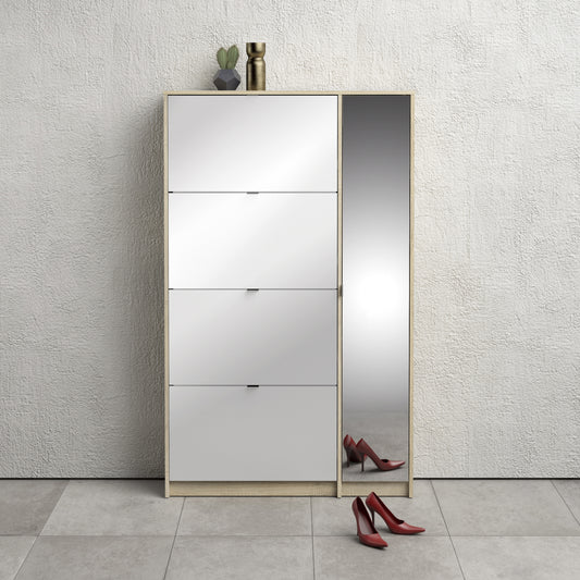 Shoes Oak Cabinet With Gloss White 3 Or 4 Tilting Doors(2layers) +1Door Or 1 Mirror Door - FURNITURE CURLS