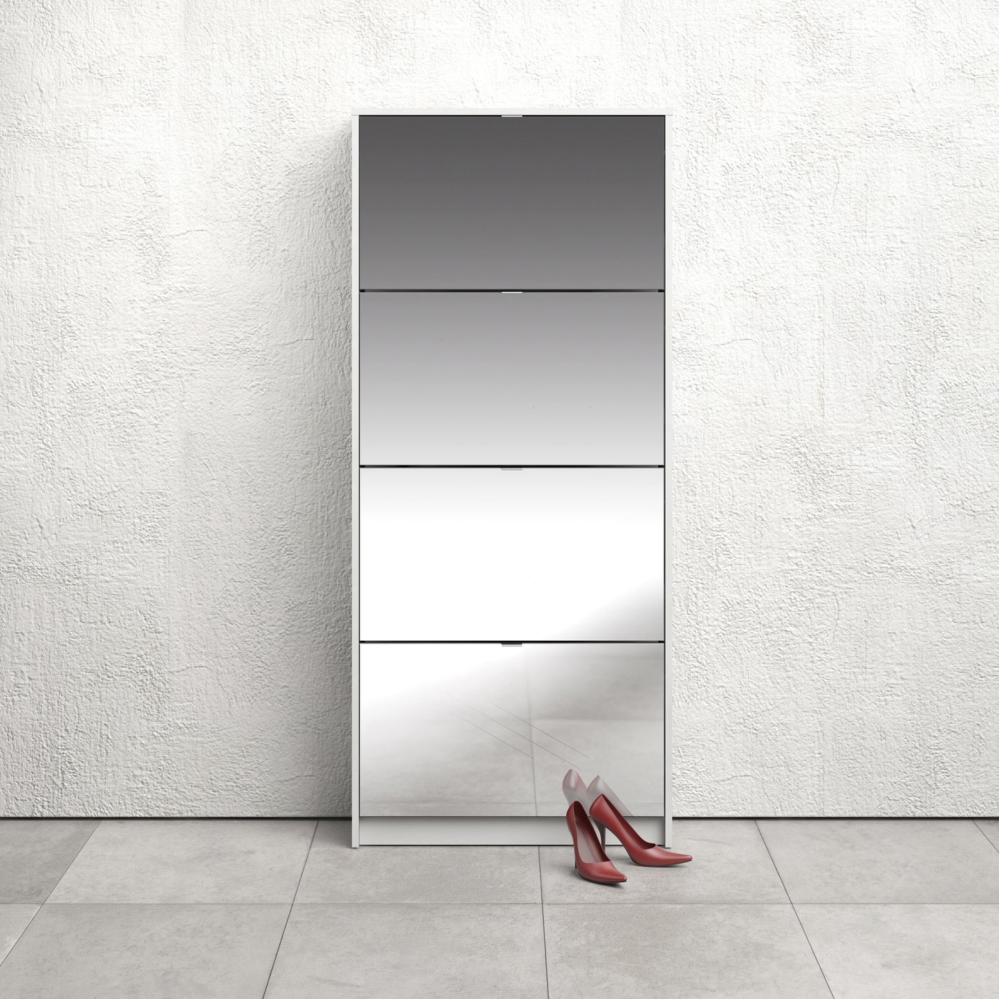 Shoes White Cabinet 4or5 Mirror Tilting Doors(1or2 Layers) - FURNITURE CURLS