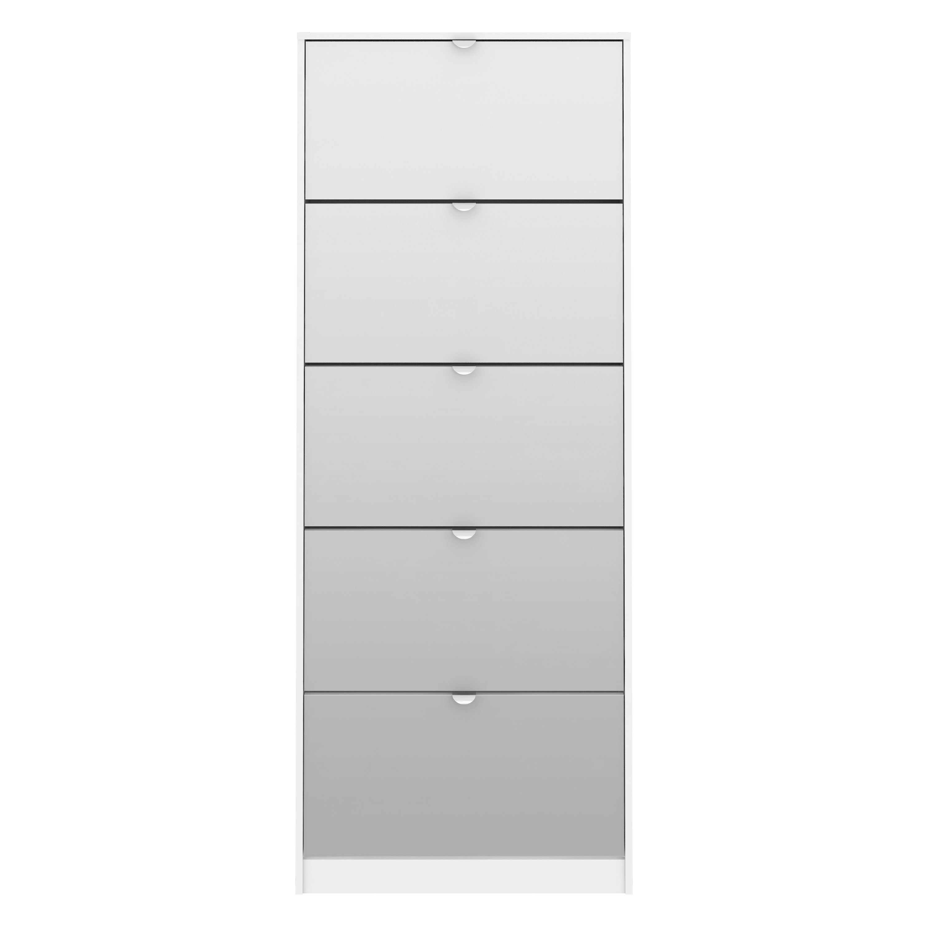 Shoes White Cabinet 4or5 Mirror Tilting Doors(1or2 Layers) - FURNITURE CURLS