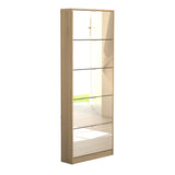 Shoes Cabinet 5 Mirror Tilting Doors In Oak Or Black - FURNITURE CURLS