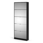 Shoes Cabinet 5 Mirror Tilting Doors In Oak Or Black - FURNITURE CURLS