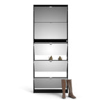 Shoes Cabinet 5 Mirror Tilting Doors In Oak Or Black - FURNITURE CURLS