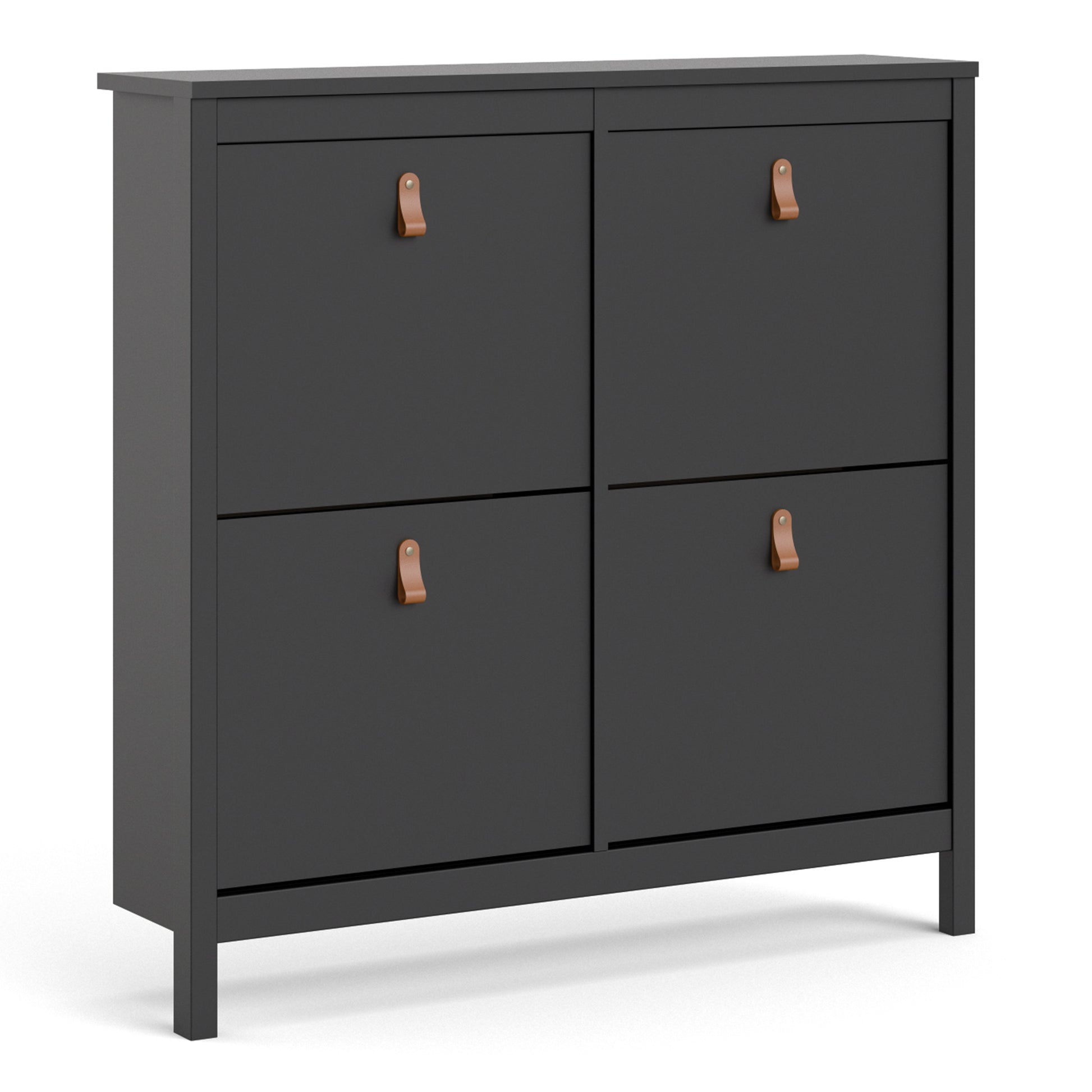 Barcelona Shoe cabinet 4 compartments in Matt Black or White - FURNITURE CURLS