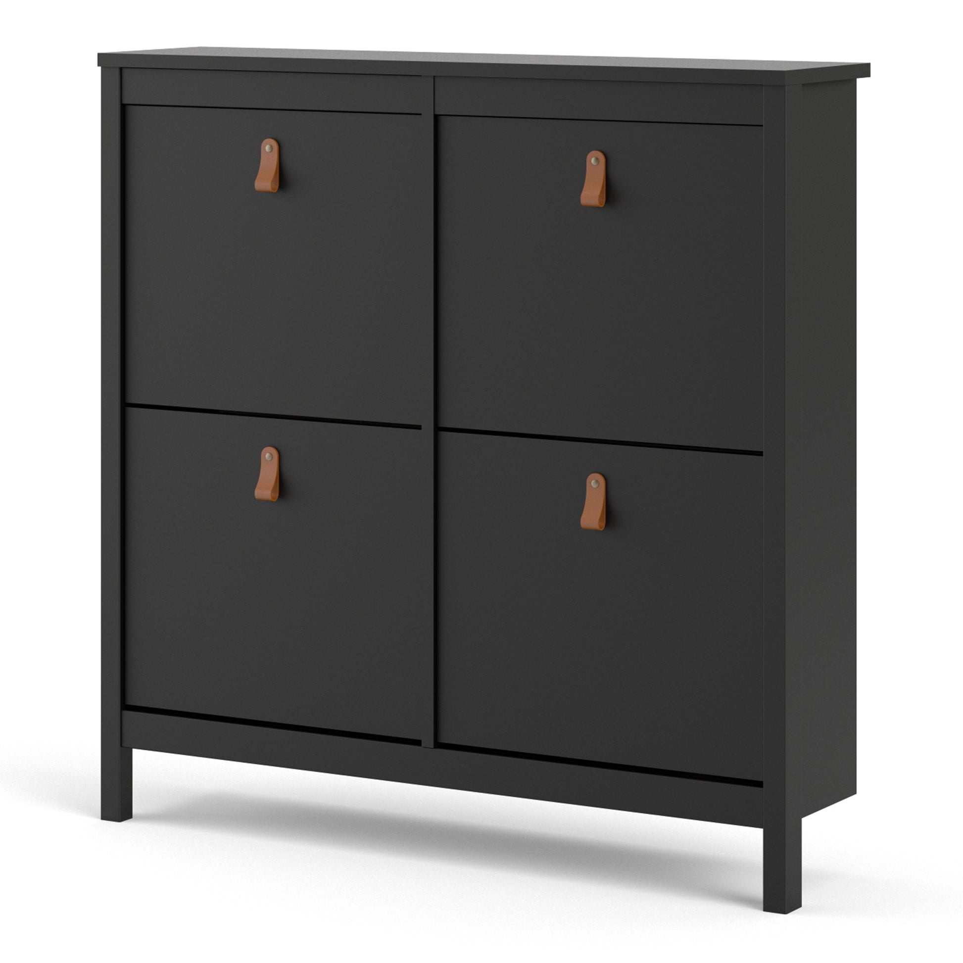 Barcelona Shoe cabinet 4 compartments in Matt Black or White - FURNITURE CURLS