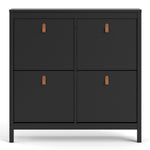 Barcelona Shoe cabinet 4 compartments in Matt Black or White - FURNITURE CURLS