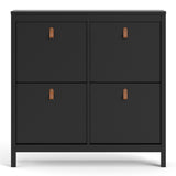Barcelona Shoe cabinet 4 compartments in Matt Black or White - FURNITURE CURLS