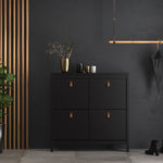 Barcelona Shoe cabinet 4 compartments in Matt Black or White - FURNITURE CURLS