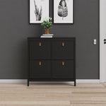 Barcelona Shoe cabinet 4 compartments in Matt Black or White - FURNITURE CURLS