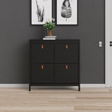 Barcelona Shoe cabinet 4 compartments in Matt Black or White - FURNITURE CURLS