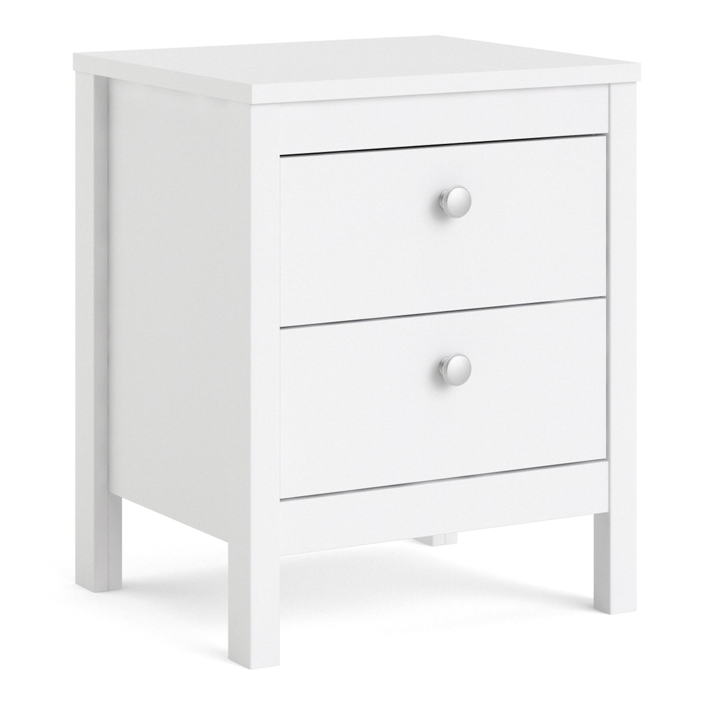 Madrid Bedside Table 2 Drawers In Matt Black Or White - FURNITURE CURLS